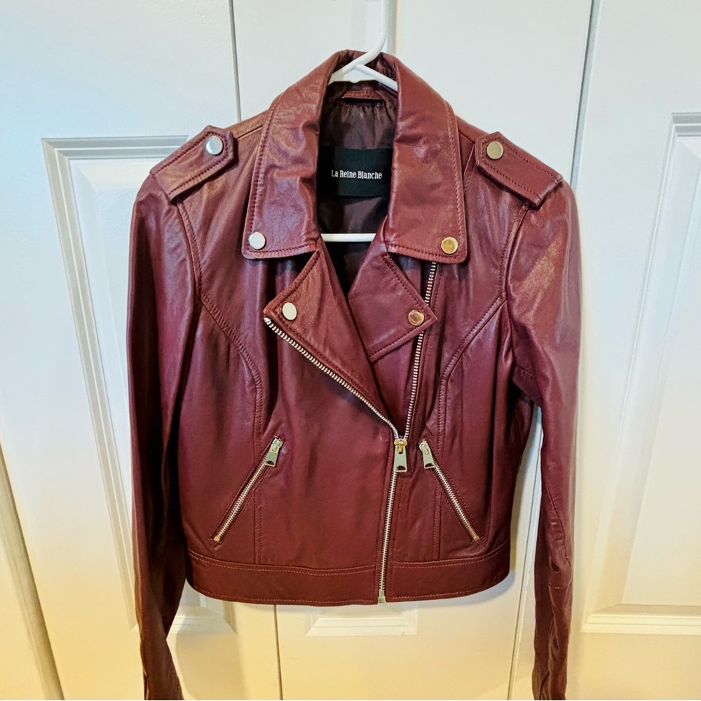 Genuine Leather Women's Jacket Burgundy Color Size S-M